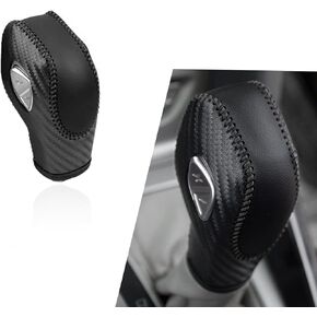 UGSHY 1 PC Car Leather Gear Shift Knob Cover, Automatic Transmission Car Boots Shifter Lever Knob Trim, Compatible with Ford Maverick Esports Mondeo Carnival Edge Escort (Black)
