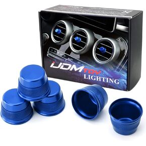 iJDMTOY 5pc Sports Red Aluminum Air Conditioner Vent/Opening Knob Decoration Covers Compatible with 2015-2021 Mercedes W205 C-Class, 2016-2022 GLC Class