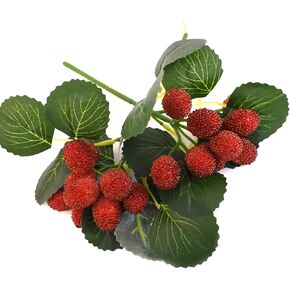 عبوتان من التوت الاصطناعي، باقة فواكه محاكاة مع أوراق زهور نابضة بالحياة وتوت نباتي لديكور المنزل والمطبخ وحفلات الزفاف والدعائم التصويرية (أحمر) in Kuwait