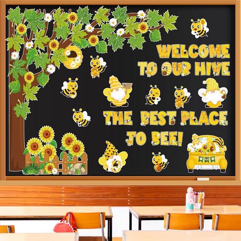 104 Pcs Classroom Tree Bulletin Board Set Bee Sunflower Bulletin Boards Decoration Cutouts Spring Summer Tree Bulletin Board Leaves Cutout for Classroom Window Wall Home Office School Decor in Saudi Arabia