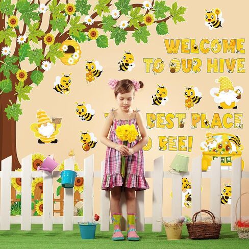 104 Pcs Classroom Tree Bulletin Board Set Bee Sunflower Bulletin Boards Decoration Cutouts Spring Summer Tree Bulletin Board Leaves Cutout for Classroom Window Wall Home Office School Decor in Saudi Arabia