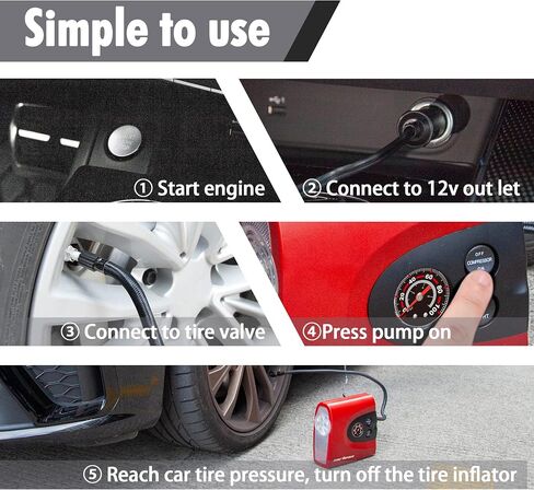 CARTMAN Tire Inflator Portable Air Pump for Car Tires, 12V DC Auto Tire Pump with Digital Pressure Gauge in Saudi Arabia