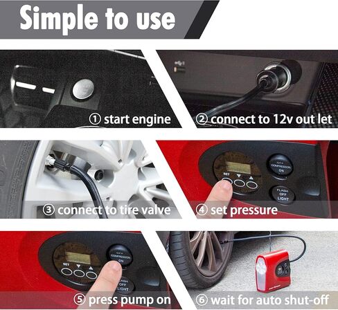 CARTMAN Tire Inflator Portable Air Pump for Car Tires, 12V DC Auto Tire Pump with Digital Pressure Gauge in Saudi Arabia