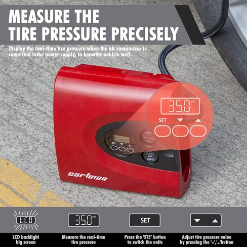 CARTMAN Tire Inflator Portable Air Pump for Car Tires, 12V DC Auto Tire Pump with Digital Pressure Gauge in Saudi Arabia