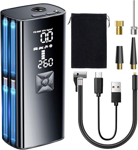 Tire Inflator Portable Air Compressor 150PSI Electric Air Pump for Car Tires, 2X Faster Inflation Cordless Air Compressor with Digital Pressure Gauge for Cars, Motorcycle, Bike, Ball in Kuwait