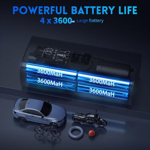 Tire Inflator Portable Air Compressor 150PSI Electric Air Pump for Car Tires, 2X Faster Inflation Cordless Air Compressor with Digital Pressure Gauge for Cars, Motorcycle, Bike, Ball in Kuwait