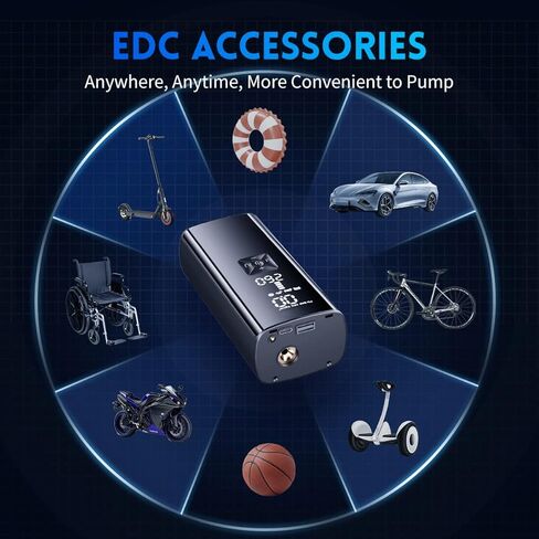 Tire Inflator Portable Air Compressor 150PSI Electric Air Pump for Car Tires, 2X Faster Inflation Cordless Air Compressor with Digital Pressure Gauge for Cars, Motorcycle, Bike, Ball in Kuwait