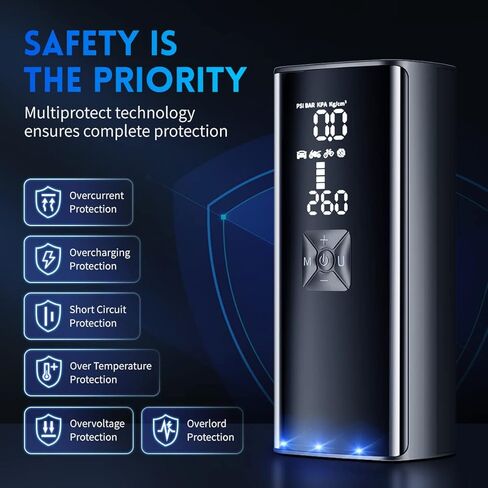 Tire Inflator Portable Air Compressor 150PSI Electric Air Pump for Car Tires, 2X Faster Inflation Cordless Air Compressor with Digital Pressure Gauge for Cars, Motorcycle, Bike, Ball in Kuwait