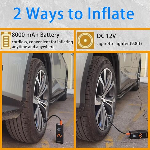 Tire Inflator Portable Air Compressor, 2X Faster Inflation & 150PSI Cordless Smart Air inflator, Portable Tire Pump with LED Light for Car Bike Motor Ball in Saudi Arabia