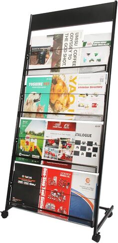 Magazine Rack Floor-Standing 3-Layer, 19" Wx47 H Brochure Display Stand Tiered Design,High-Hardness Metal Magazine Display Rack,Suitable for Exhibitions,Shopping Malls, Offices-Black in Saudi Arabia