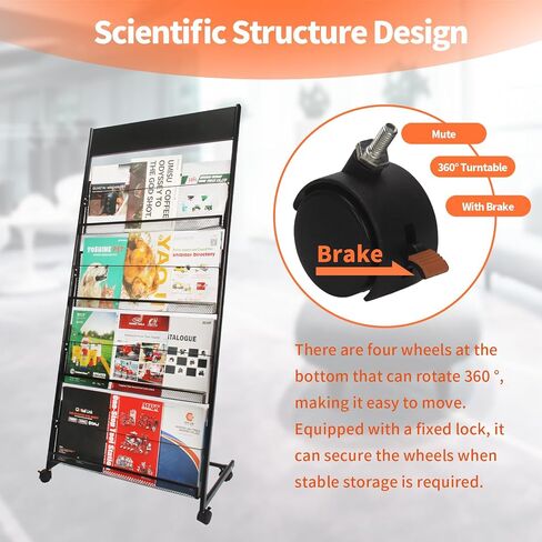 Magazine Rack Floor-Standing 3-Layer, 19" Wx47 H Brochure Display Stand Tiered Design,High-Hardness Metal Magazine Display Rack,Suitable for Exhibitions,Shopping Malls, Offices-Black in Saudi Arabia