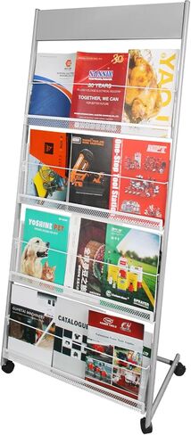 Magazine Rack Floor-Standing 3-Layer, 19" Wx47 H Brochure Display Stand Tiered Design,High-Hardness Metal Magazine Display Rack,Suitable for Exhibitions,Shopping Malls, Offices-Black in Saudi Arabia