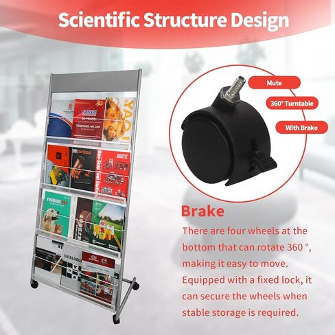 Magazine Rack Floor-Standing 3-Layer, 19" Wx47 H Brochure Display Stand Tiered Design,High-Hardness Metal Magazine Display Rack,Suitable for Exhibitions,Shopping Malls, Offices-Black in Kuwait