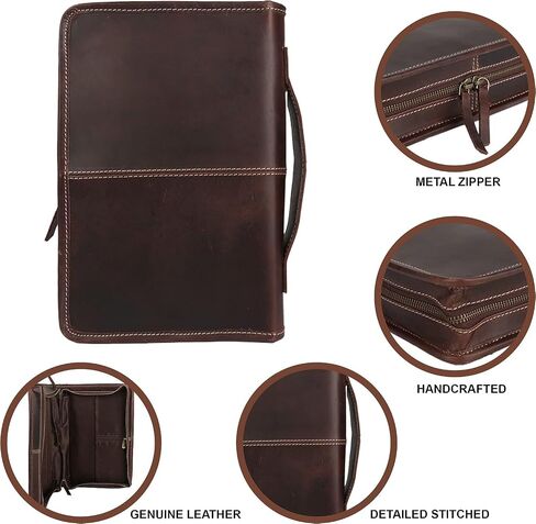 Leather Bible Cover Book Cover Planner Cover with Handle and Back Pocket (Large) in Saudi Arabia