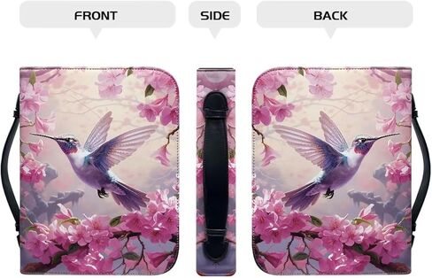 Hummingbird Floral Pink Print Bible Covers for Women Men PU Leather Bible Case Bible Bag with Handle Bible Tote Bag Zipper Bible Cover for Bible Study Supplies, XL in Kuwait