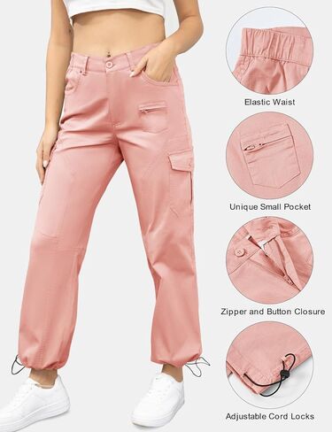 بنطال BGOWATU النسائي للمشي لمسافات طويلة للركض والركض قابل للتمدد في الهواء الطلق كاجوال للسفر مع 6 جيوب in Kuwait