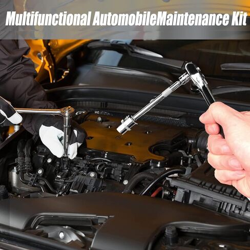 مجموعة مفاتيح ربط بسقاطة 46 قطعة، مجموعة مقابس سداسية مترية 1/4 بوصة ومجموعة مقابس لقم وقضبان تمديد، مجموعة أدوات السيارة لإصلاح السيارات والمنزلية in Kuwait