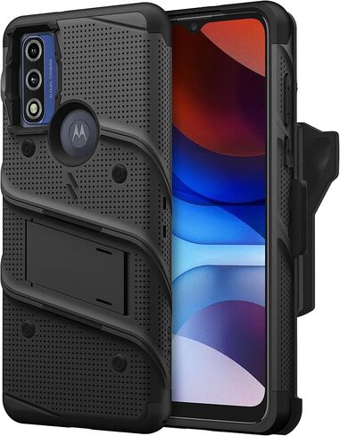 حزمة ZIZO Bolt لحافظة Moto G Pure مع واقي شاشة ومسند وحافظة - أسود in Saudi Arabia