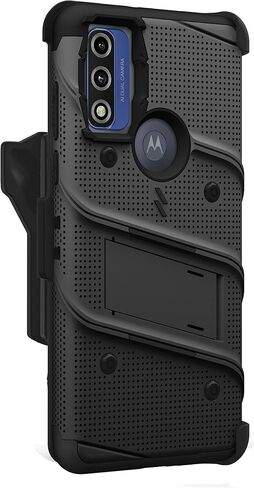 حزمة ZIZO Bolt لحافظة Moto G Pure مع واقي شاشة ومسند وحافظة - أسود in Saudi Arabia