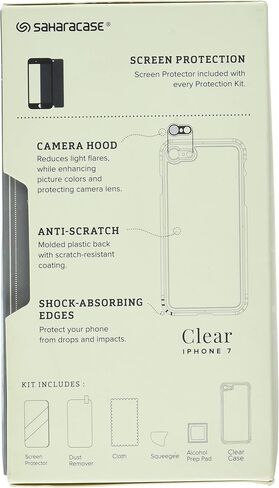 حافظة iPhone 8 Plus و7 Plus، مجموعة أدوات الحماية الشفافة SaharaCase مزودة بـ [واقي شاشة من الزجاج المقوى بدون ضرر] ممتص الصدمات متين ومقاوم للصدمات [ظهر الكمبيوتر الصلب] - شفاف in Kuwait