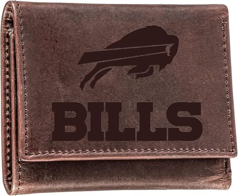 محفظة Team Sports America NFL Buffalo Bills Brown Wallet | ثلاثي الطي | شعار مختوم مرخص رسميًا | مصنوع من الجلد | منظم النقود والبطاقات | يتضمن صندوق الهدايا in Saudi Arabia