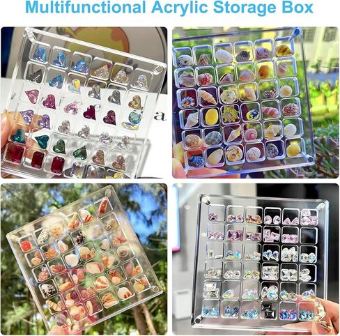 صندوق عرض صدف مغناطيسي من الأكريليك، صندوق تخزين صدف مزخرف من الأكريليك، حافظات عرض صخرية قابلة للتكديس، رف عرض نجم البحر، صندوق منظم للتخزين للصدف والخرز والمجوهرات (36 شبكة) in Kuwait