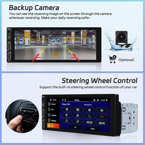 Hikity Single Din Car Stereo Apple Carplay Android Auto Car Radio 6.9 Inch Touchscreen Bluetooth 5.0 Mirror Link FM EQ SWC, Car Audio Receiver with USB, SWC, MIC, TF, AUX-in in Saudi Arabia