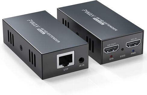 موسع PWAY 4K@60 هرتز HDMI عبر إيثرنت (Cat7/Cat6/Cat5e) إلى 200 قدم/330 قدم - إشارة فائقة الدقة، نقل سلس، دعم وظيفة EDID وPOE (جهاز الإرسال والاستقبال) in Kuwait