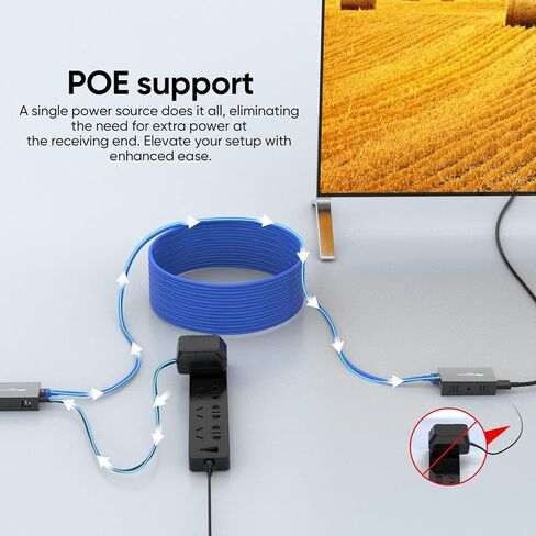 موسع PWAY 4K@60 هرتز HDMI عبر إيثرنت (Cat7/Cat6/Cat5e) إلى 200 قدم/330 قدم - إشارة فائقة الدقة، نقل سلس، دعم وظيفة EDID وPOE (جهاز الإرسال والاستقبال) in Kuwait