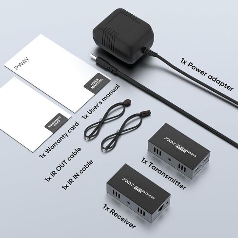 موسع PWAY 4K@60 هرتز HDMI عبر إيثرنت (Cat7/Cat6/Cat5e) إلى 200 قدم/330 قدم - إشارة فائقة الدقة، نقل سلس، دعم وظيفة EDID وPOE (جهاز الإرسال والاستقبال) in Kuwait