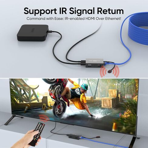 موسع PWAY 4K@60 هرتز HDMI عبر إيثرنت (Cat7/Cat6/Cat5e) إلى 200 قدم/330 قدم - إشارة فائقة الدقة، نقل سلس، دعم وظيفة EDID وPOE (جهاز الإرسال والاستقبال) in Kuwait