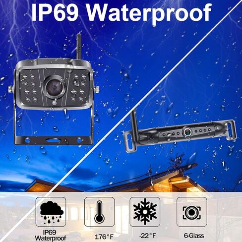 كاميرا احتياطية لاسلكية Rohent HD 1080P 2 كاميرا احتياطية لاسلكية مع شاشة لمس DVR مقاس 7 بوصات وإشارات رقمية ثابتة ونظام كاميرا الرؤية الخلفية in Kuwait