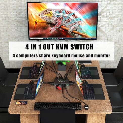 مفتاح KVM مع التحكم في المنفذ التسلسلي، 4K@60 هرتز 4 في 1 مخرج HDMI KVM صندوق محول للوحة مفاتيح الماوس والشاشة، يمكن أن يعمل مع Pi-kvm، متوافق مع نظام Windows/Linux/Mac in Kuwait