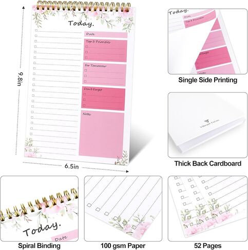 To Do List notepad - To Do List Notebook for Work with 52 Sheets, Undated Daily Planner Perfect for Daily Tasks and Goal Setting, To Do List Notepad Suitable for Office, Desk, Classroom, in Saudi Arabia