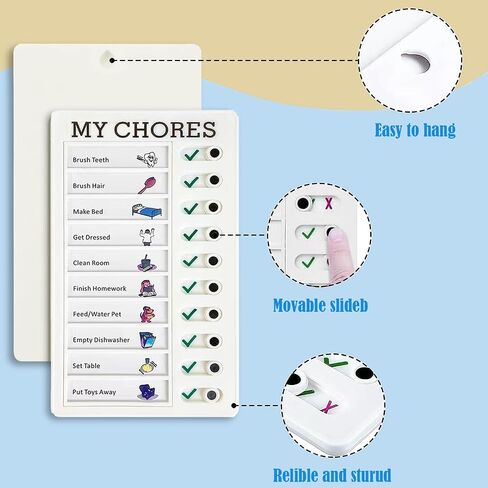 3 Pcs Chore Chart for Kids Multiple Kids Planner, Blank Chore Chart Plastic Checklist Board with 18 Detachable Cardstock to Do List for Home Routine Planning (White) in Saudi Arabia