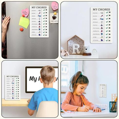 3 Pcs Chore Chart for Kids Multiple Kids Planner, Blank Chore Chart Plastic Checklist Board with 18 Detachable Cardstock to Do List for Home Routine Planning (White) in Saudi Arabia
