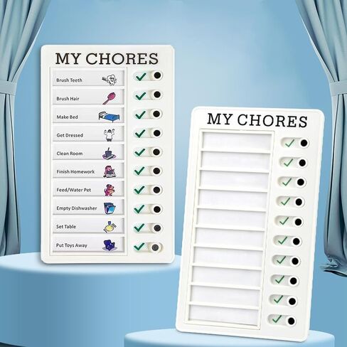 3 Pcs Chore Chart for Kids Multiple Kids Planner, Blank Chore Chart Plastic Checklist Board with 18 Detachable Cardstock to Do List for Home Routine Planning (White) in Saudi Arabia