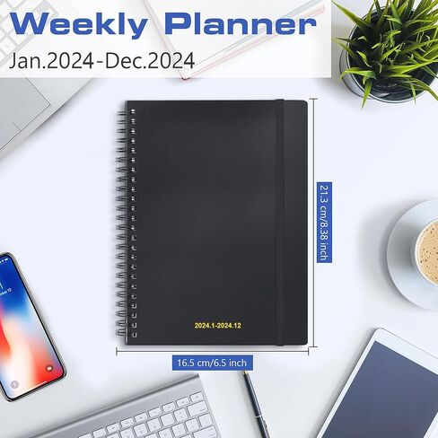 2024 Planner - Weekly and Monthly Planner 2024 from January 2024 to December 2024, 6.5" x 8.5" Planner with Year Plan, Monthly Tabs, Monthly Expense & Notes, Inner Pocket, 100GSM Paper in Kuwait