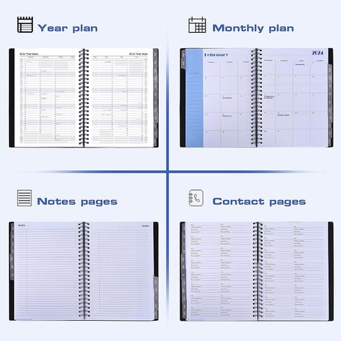2024 Planner - Weekly and Monthly Planner 2024 from January 2024 to December 2024, 6.5" x 8.5" Planner with Year Plan, Monthly Tabs, Monthly Expense & Notes, Inner Pocket, 100GSM Paper in Kuwait