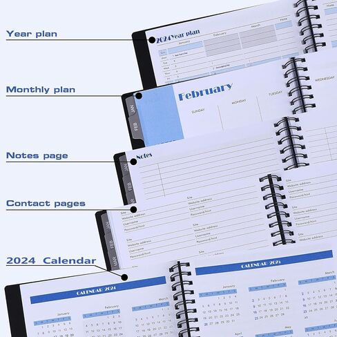 2024 Planner - Weekly and Monthly Planner 2024 from January 2024 to December 2024, 6.5" x 8.5" Planner with Year Plan, Monthly Tabs, Monthly Expense & Notes, Inner Pocket, 100GSM Paper in Kuwait