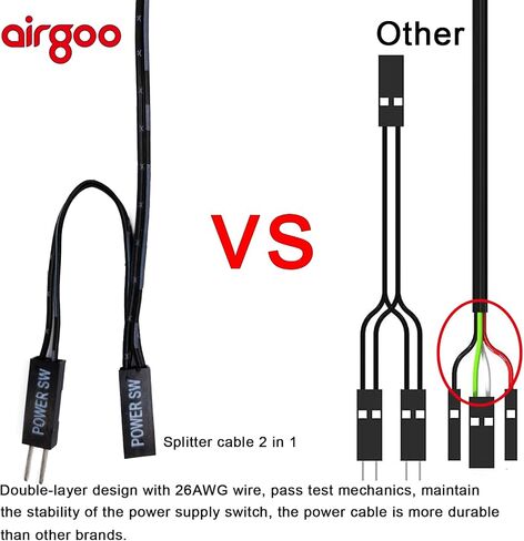 airgoo مفتاح طاقة للكمبيوتر المكتبي مع مغناطيس، كابل محول التحكم في إمداد الطاقة لخزانة NAS Arcade للكمبيوتر الشخصي بطول 2 متر/6.6 قدم، زر إيقاف تشغيل الكمبيوتر الخارجي، زر GPIO برأس 2.54 مم لـ Raspberry Pi in Kuwait
