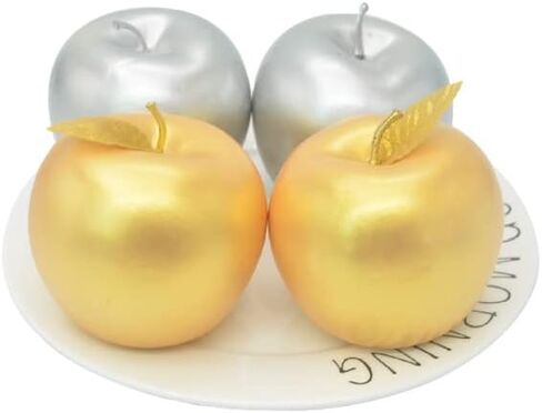 Artificial Apples for Decoration Lifelike Realistic Fake Simulation Fruit, 3 Pack Artificial Gold/Silver Apples Artificial Fruit Decorative Fruit for Home Kitchen Table Basket Decoration in Saudi Arabia