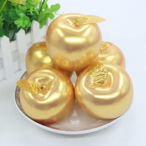 Artificial Apples for Decoration Lifelike Realistic Fake Simulation Fruit, 3 Pack Artificial Gold/Silver Apples Artificial Fruit Decorative Fruit for Home Kitchen Table Basket Decoration in Saudi Arabia
