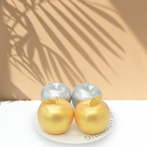 Artificial Apples for Decoration Lifelike Realistic Fake Simulation Fruit, 3 Pack Artificial Gold/Silver Apples Artificial Fruit Decorative Fruit for Home Kitchen Table Basket Decoration in Saudi Arabia