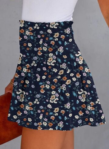 BeadChica المرأة عادية لطيف الصيف السراويل مرونة عالية الخصر مطوي كشكش مريح Flowy قصيرة بناطيل الشاطئ-Prints-XXL in Kuwait