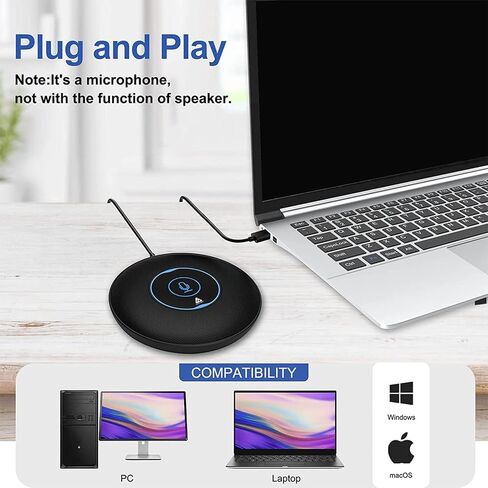 USB Plug & Play Conference Mic for Mac OS & Windows for Conference, Recording, Skype, Online Class with Range of 5 m. One Touch Mute Button & Light Indicator (NOT A Speaker)(AM-C5) in Saudi Arabia
