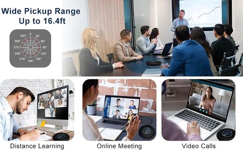 USB Plug & Play Conference Mic for Mac OS & Windows for Conference, Recording, Skype, Online Class with Range of 5 m. One Touch Mute Button & Light Indicator (NOT A Speaker)(AM-C5) in Saudi Arabia