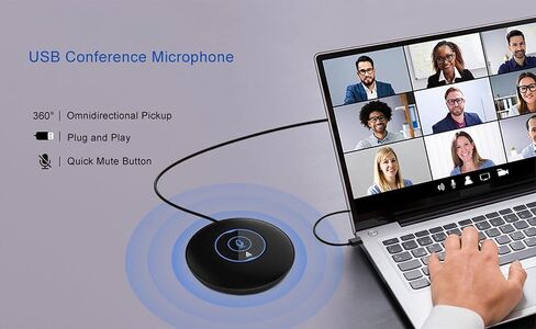 USB Plug & Play Conference Mic for Mac OS & Windows for Conference, Recording, Skype, Online Class with Range of 5 m. One Touch Mute Button & Light Indicator (NOT A Speaker)(AM-C5) in Saudi Arabia