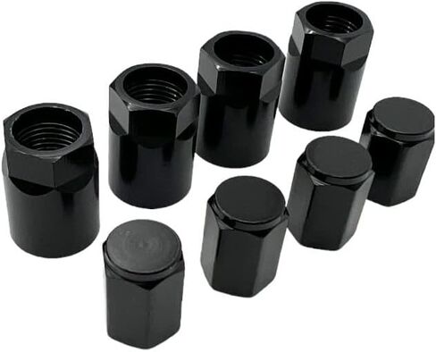 مجموعة NNR المكونة من 8 قطع من غطاء ساق صمام TPMS وأغطية الصمامات المصنوعة من الألومنيوم للطائرات باللون الأسود المؤكسد (قصير) in Saudi Arabia