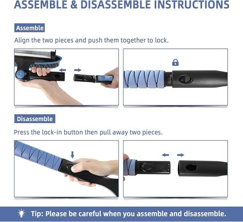 Ice Scraper and Extendable Snow Brush, 39'' Detachable Car Snow Scraper and Brush with Squeegee, Snow Brush with Foam Grip & 270° Pivoting Brush Head, Snow Removal Brush for Car Truck SUV, Blue in Kuwait